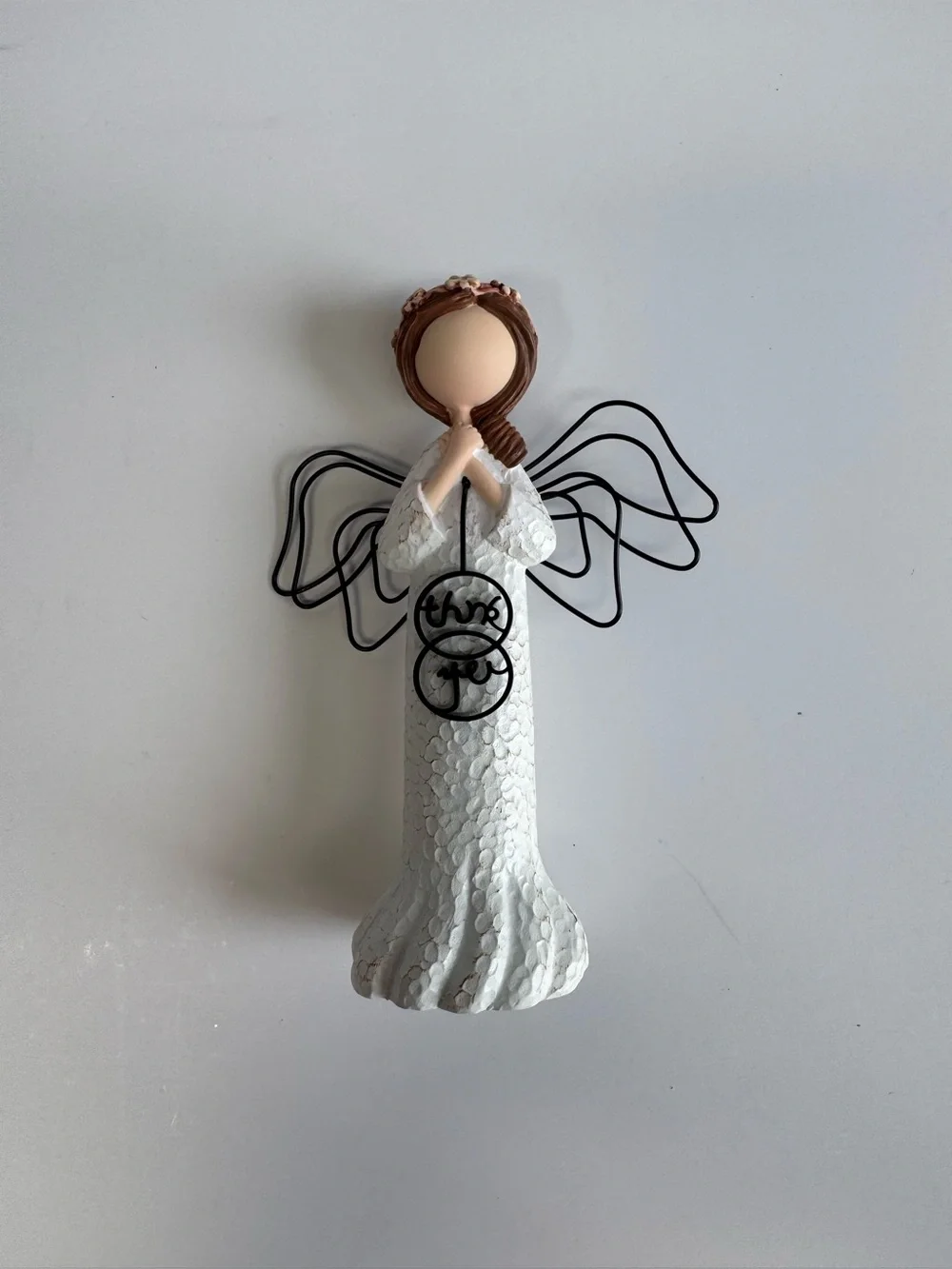 White Angel Figurine with 'Thank You' Sign - Decorative Home Party Accent 5’ in